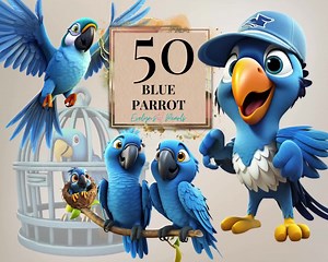 Parrot Clipart Blue Macaw Parrot Clipart Cute Blue Parrots Clipart Amazon Parrot PNG Animal Clipart Bird |commercial Use Clipart Transparent - Etsy