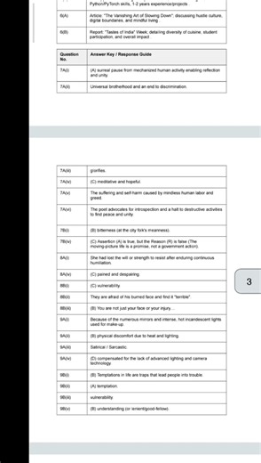 class 12 english paper answer key