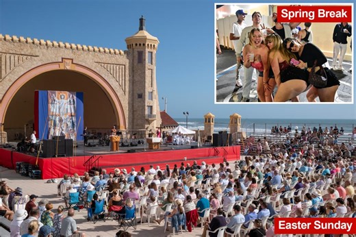 Florida beach plagued by spring-break debauchery hosts Easter service