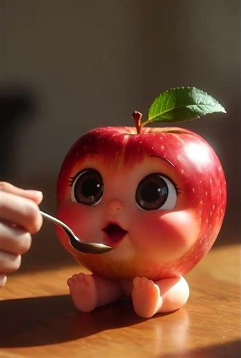 Cute Apple Baby Eating Food 🍎 | Satisfying Surreal Short