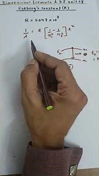 Rydberg's Constant 'R' | Dimensional Formula & SI Units | ATOMS Class 12 Physics #exam