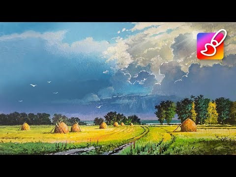 Storm Clouds and Sun Rays Relaxing Acrylic Landscape