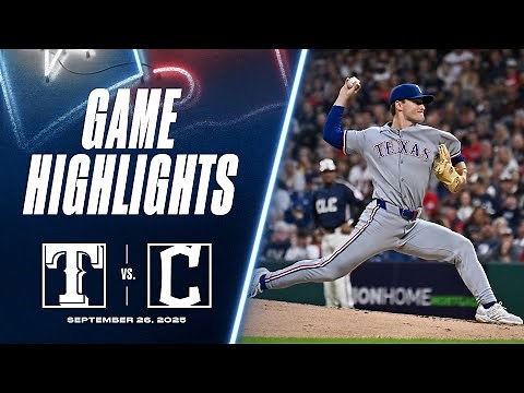 Rangers vs. Guardians Game Highlights (9/26/25) | MLB Highlights