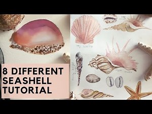 SEASHELL WATERCOLOR TUTORIAL FOR BEGINNERS | 8 seashells watercolor tutorial