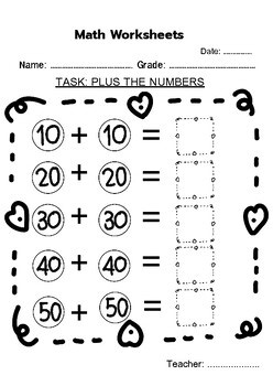 Math Worksheet 1 : Plussing numbers
