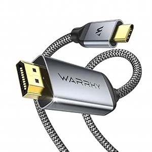 WARRKY USB C to HDMI Cable 4K 60Hz[Anti-Interference, Gold-Plated Plugs] Aluminum HDR Type-C to HDMI 2.0 Cord, Thunderbolt 3/4/5 Compatible for iPhone 15/16 Series, MacBook, iMac, iPad Pro, Galaxy-6ft