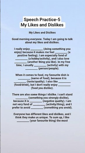 My Likes and Dislikes |Speech Practice-6| 90 Day Spoken English Program #spokenenglish #speech