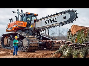 Extreme Dangerous Fastest Big Chainsaw Cutting Tree Machines | Monster Stump Removal Excavator #87