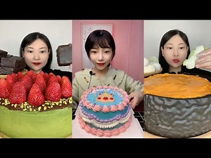 [ASMR] Chinese Eating Dessert Cream Cake, Cupcake || Eating Sounds