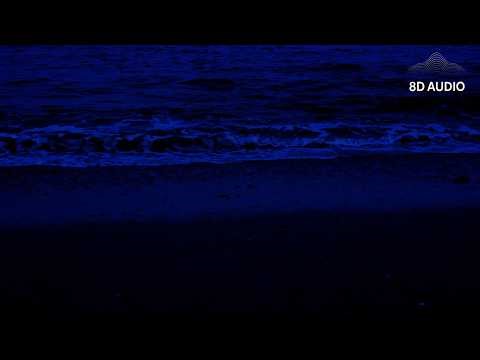 (No Ads) 8D Audio Gentle Night Ocean Waves 🌊 11 Hours 4K | Dark Screen Sleep Sounds