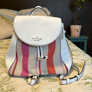 Kate Spade New York White Leather Multi Color Backpack