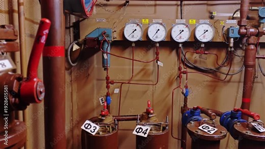 Tight shot of pressure dials, labeled filters and red levers in maintenance bay technician action implied replacing seals, logging readouts and enabling predictive maintenance analytics for industry.