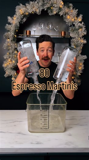 James Witty | Cocktail Recipes & Hosting Tips on Instagram: "80 ESPRESSO MARTINIS! Making a big batch of cocktails for the fountain for this years Christmas party!! This is certain keep the festivities going all night long☕️🍸🎄 - 2 handles of vodka - 40oz of coffee liqueur - 80oz of espresso (I used hazelnut coffee) - 20oz of Demerara simple syrup - 30oz of purified water - edible glitter ✨ Cheers friends!"
