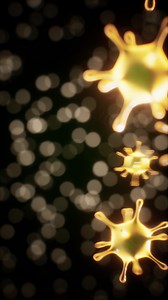 Virus cells or bacterias under microscope