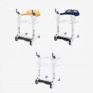 [Hot Item] Manual Lift Foldable Wheelchair with Commode Patient Transfer Chair for Elderly Multifunctional Transfer Lift Chair Patient Folding Commode Chair