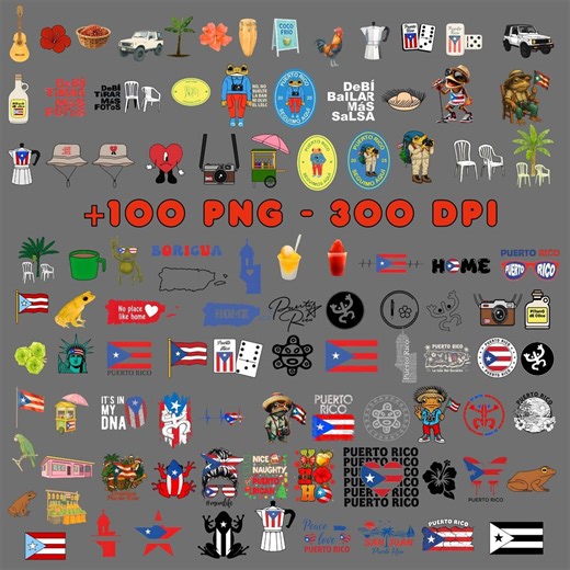 Puerto Rico  100 DTMF Bad Bunny PNG Bundle | Sapo Concho | Bandera Puerto Rico | Debi Tirar Fotos | Boricua Digital Download - Etsy