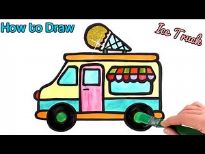 How to Draw and Paint Ice Cream Truck for beginners | Step by Step