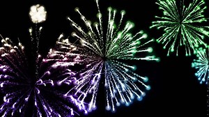 Realistic blue firework with black background for design christmas or new year template.