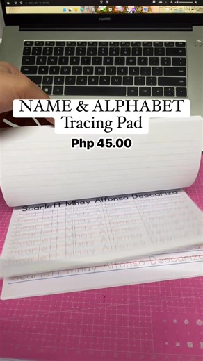 NAME & ALPHABET TRACING PAD No more tiring days in making a guide for your kids who are still learning how to write. ✨30 pages ✨Can request your preferred content (if you want More pages for names or for alphabet its up to you!) ✨Also available -Number Tracing Pad -Lines Tracing Pad -Cursive Writing Pad #uoneprints #printsandcrafts #tracingpad #tracingpractice | U-ONE Prints