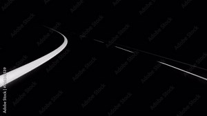 Roadtrip at night. 3D vector animation of a roadtrip on an empty road at night.