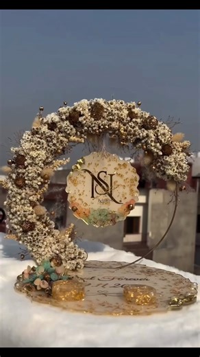 Luxury Engagement Ring Platter | Floral Hoop Ceremony Idea #resinartindia #love #engagementtray