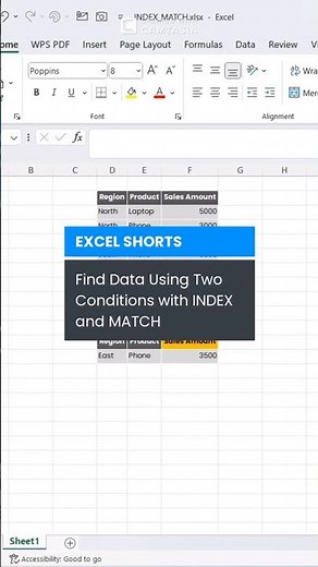Excel Two-Criteria Lookup: INDEX & MATCH Magic! 🔍 #ExcelTips #TwoCriteriaLookup #DataAnalysis