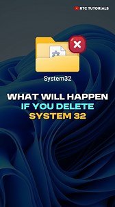 96K views · 940 reactions | What Will Happen If System 32 is Deleted #pctips #windows11 #Windows10 #RTCtutorials #pctricks #System32 | RTC Tutorials | Facebook