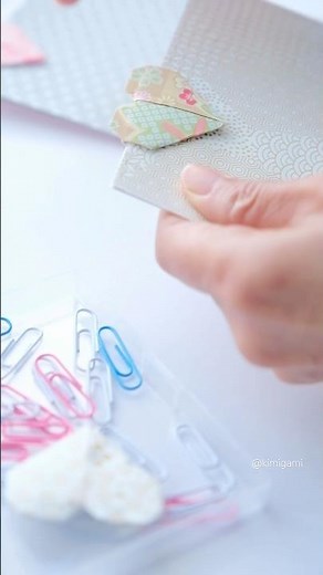 DIY Origami Heart Paper Clip #origami #origamiheart #paperclip #cutestationery #折り紙 #shorts