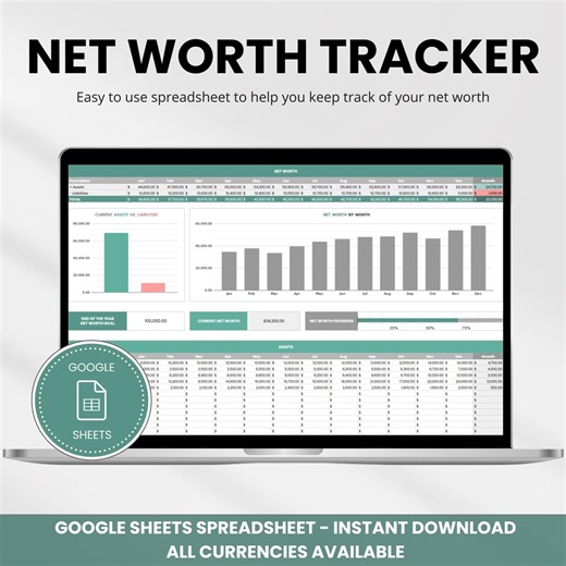 Net Worth Tracker Spreadsheet for Google Sheets | Personal Finance Dashboard, Wealth & Asset Tracker - Etsy UK