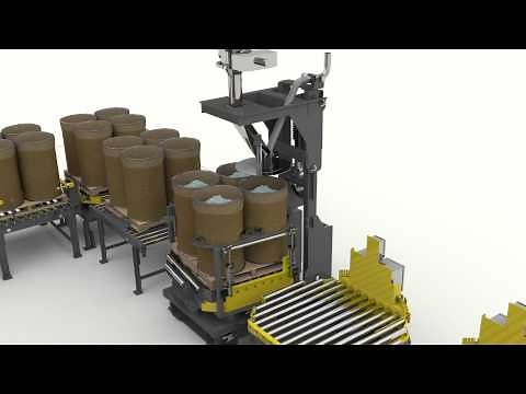 Bulk Container Filler System for Packaging of Dry Bulk Materials into Drums and Bulk Bags.