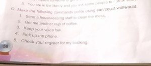 Make the following commands polite using can/could/will/would.... | Filo