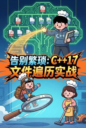 C 17新利器：std::filesystem遍历目录实战 在 C 17 之前，遍历文件目录是一场跨平台的噩梦。Windows 需要调用 FindFirstFile，而 Linux 则需要 dirent.h，代码冗长且难以维护。随着 C 17 标准的落地，std::filesystem 库终于成为了标准库的一部分（需要编译器支持，如 GCC 8 或 MSVC 2017 ）。它提供了一套现