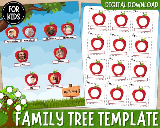 Printable Family Tree Worksheet, Family Tree Template Cut and Paste, Family Tree Activity for Kids, Build a Family Tree, About My Family - Etsy