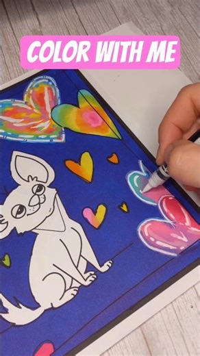 Relaxing Coloring Clip | Dreamy Chihuahua Art #colorwithme #art #cuteart #drawing #coloringtutorial