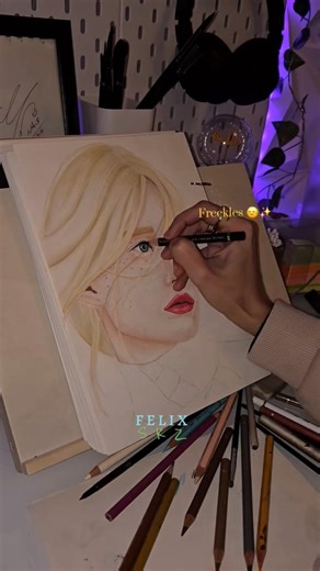 #Felix @StrayKids #skz 👩🏻‍🎨 ✨️ 🦇 🩵💙 I drew Felix in my own style #drawing #artist