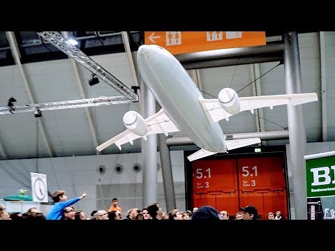 XXXL GIANT RC INDOOR AIRBUS A310 HELIUM PLANE FLIGHT DEMO