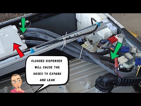 LG Washer Leaking - Clogged Detergent Dispenser Causing The Water Inlet Hoses To Expand And Leak.