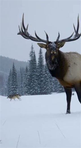 Elk Fights Off Wolf Pack With Massive Antlers