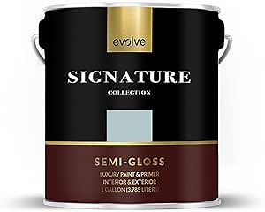 EVOLVE Signature Collection Luxury Interior Paint & Primer, Semi-Gloss Sheen (Lunar Gray), 1 Gallon – Premium One-Coat Coverage, Low VOC, Low Odor, Washable Finish for Walls, Ceilings & Trim