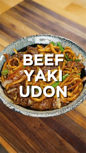 Mitchell on Instagram: "Beef Yaki Udon is a certified classic 🔥 Ingredients 6 oz thinly sliced beef 1 tsp shaoxing wine ½ tsp cornstarch Pinch of salt ½ onion, sliced 1 scallion, white and green parts separated 1 cup cabbage, sliced ½ cup matchstick carrots 6 oz udon noodles Sauce 1 tbsp dark soy sauce 1 tbsp light soy sauce 1 tsp vinegar 1 tsp sugar Instructions 1. Marinate beef with shaoxing wine, cornstarch, and salt for 15 minutes. 2. Cook udon 1 minute before al dente. 3. In a pan, brown b