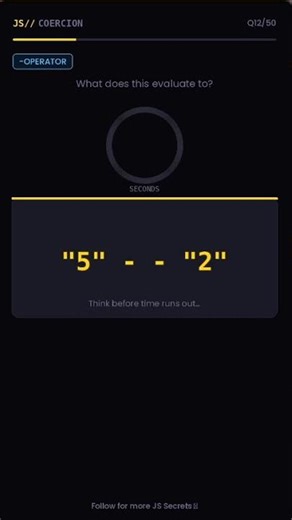 "5" - - "2" in JavaScript 🤯 | Type Coercion Explained (JS Interview Question) #programming #trading
