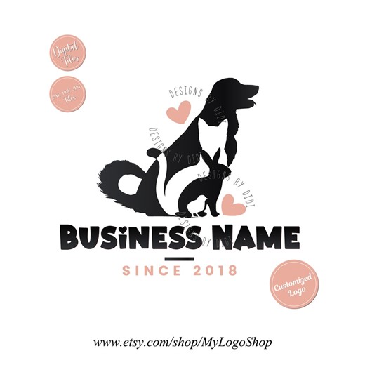 Pet Shop Logo Design: Dog, Cat, Rabbit, Chicken (digital Files) - Etsy