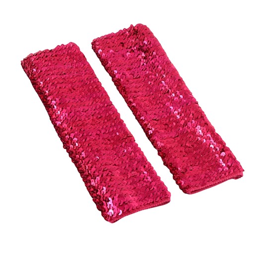 Women's Sparkling Sequin Long Gloves, Glitter Fingerless Evening Gloves, Stretchable Satin Gloves for Party Costumes, Elastic Arm Gloves for Cosplay and Special Events Hot Pink