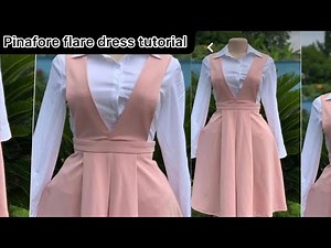 how to sew pinafore dress/gown,180 degree flare pinafore gown||cutting and stitching||