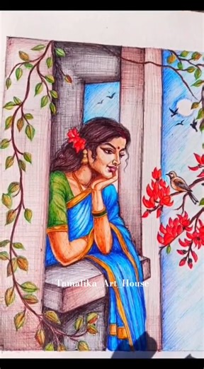 Spring Season Drawing🍂,Pen Sketch #springseason #art #drawing #pensketch #tamalikaarthouse