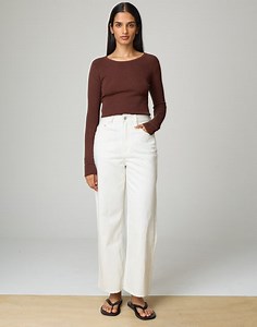 High Rise Straight Leg Cropped Jean in Milk | Glassons US