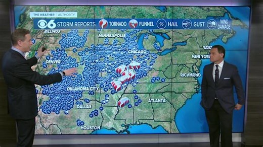 Map shows tornado outbreak, hail and wind damage from Friday storms