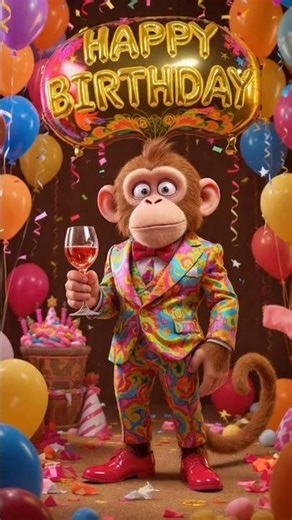 Happy Birthday Monkey 🐵🎉 Funny Dancing Cartoon Birthday Celebration | Cute Party Video