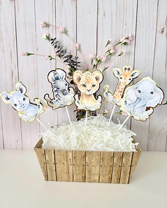 Set of 5 Safari Animal Centerpiece Sticks Jungle Baby Birthday Party Decorations - Etsy