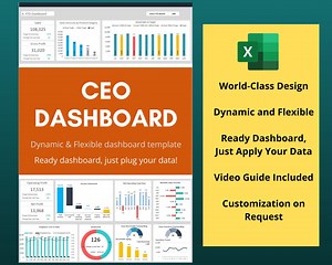 CEO Dashboard - Excel Template | Financial Dashboard | Finance Dashboard | Dynamic and Flexible Dashboard | Google Sheets Dashboard - Etsy Canada